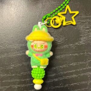 Green and Yellow Labubu Keychain